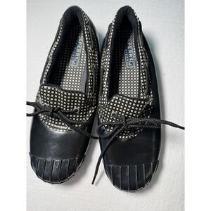 SPERRY Women 8 Top-Sider BLACK w/white dots RUBBER DUCKLING Waterproof‎ SHOES